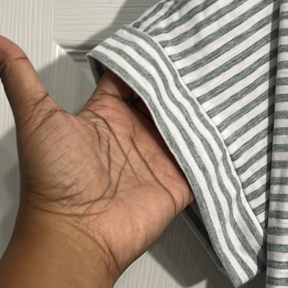 UVN Womens Gray White Striped Mini Dress - Tie Waist - Short Sleeve - Size XXL - Picture 4 of 8